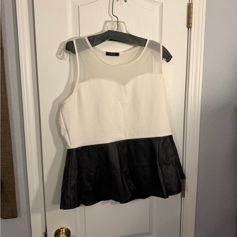 Deb Women's Black and White Sleeveless Blouse